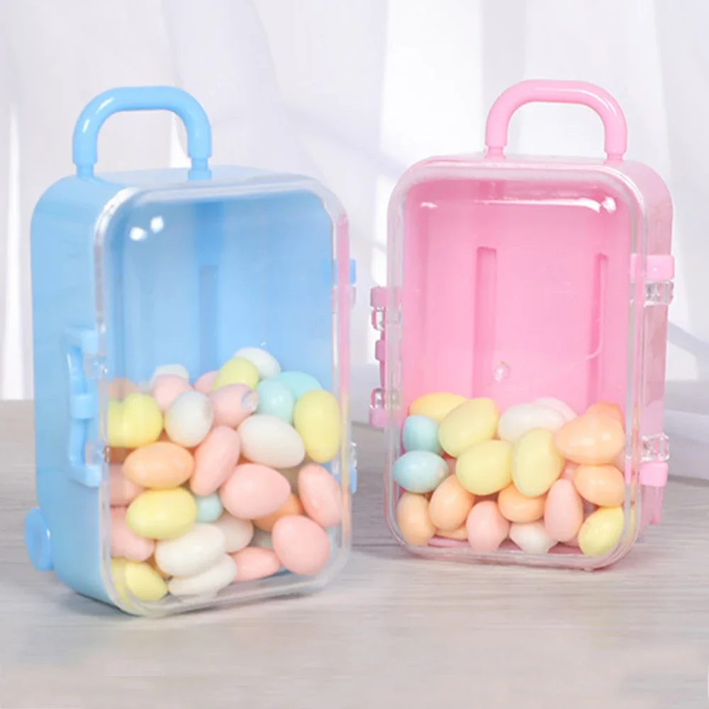 24pcs/Set Travel lever box-shaped sweet box mini suitcase transparent candy box Plastic Candy Box Mini Suitcase Box