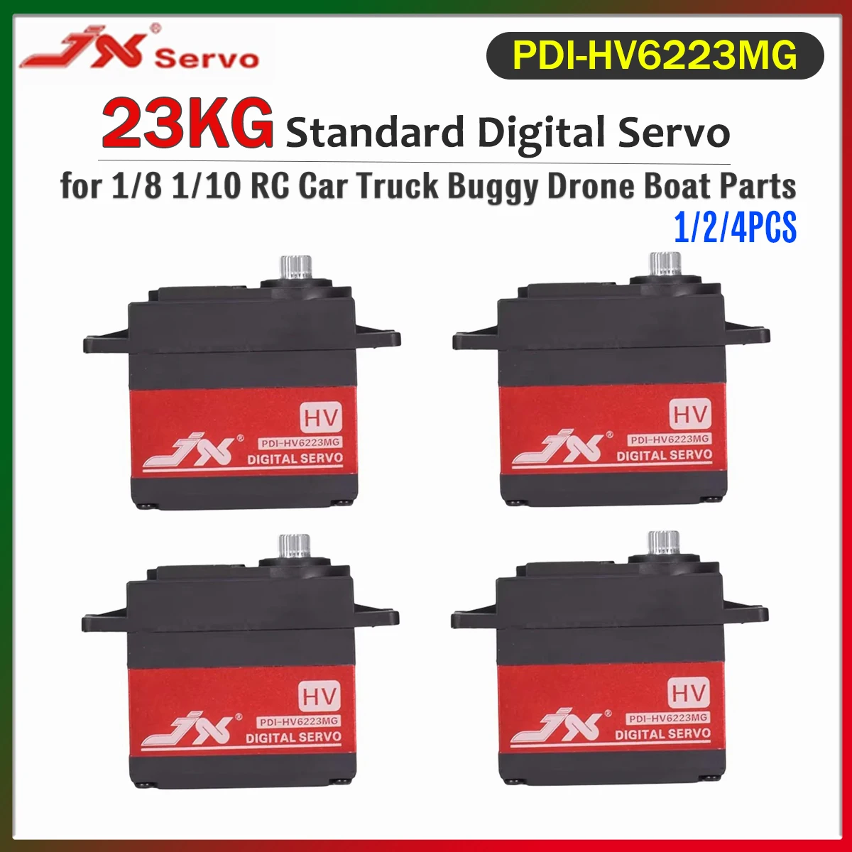 JX PDI-HV6223MG 23KG Metal Gear High Torque HV Standard Digital Servo 6-8.4V for 1/8 1/10 RC Car Drone Boat Airplane Robot Parts