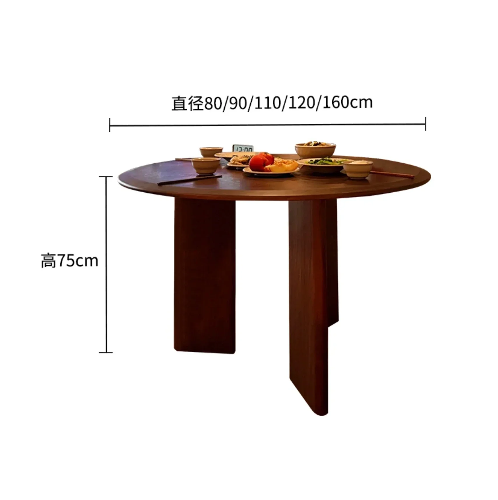 

Medieval style round dining table small apartment solid wood