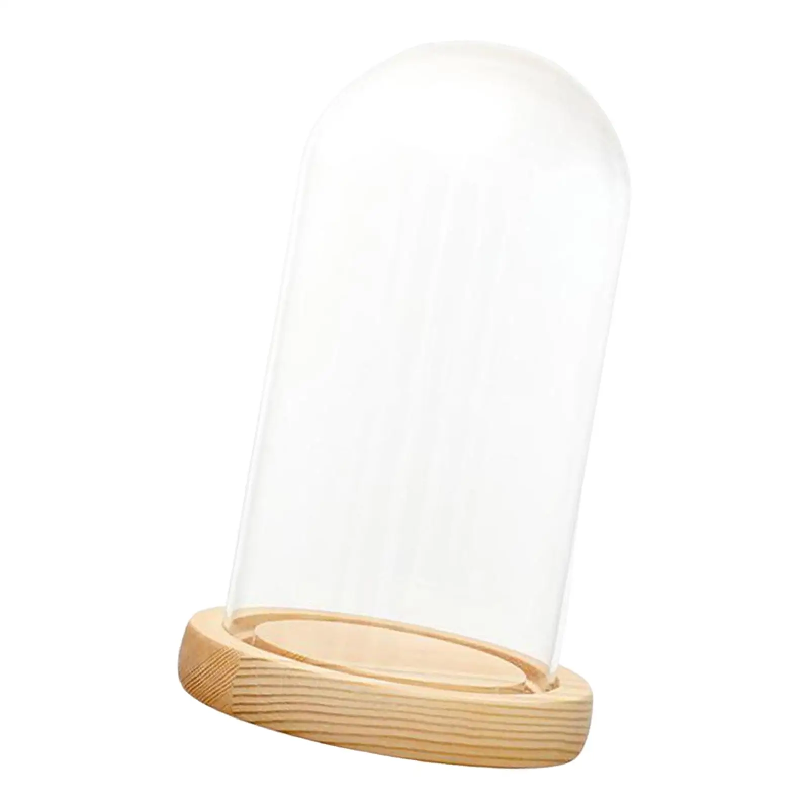 Clear Dome Cloche with Wood Base for Wedding Centerpiece Party Flower Cover Pedestal Showcase