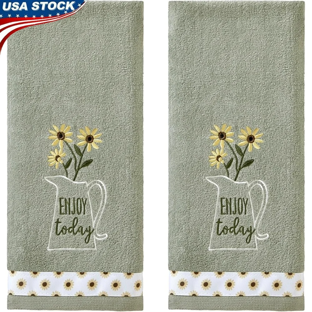 

100 хлопковых полотенец для рук, комплект из 2 предметов, вышитая велюровая лента с аппликацией, мягкие впитывающие полотенца для ванной комнаты и кухни всех возрастов