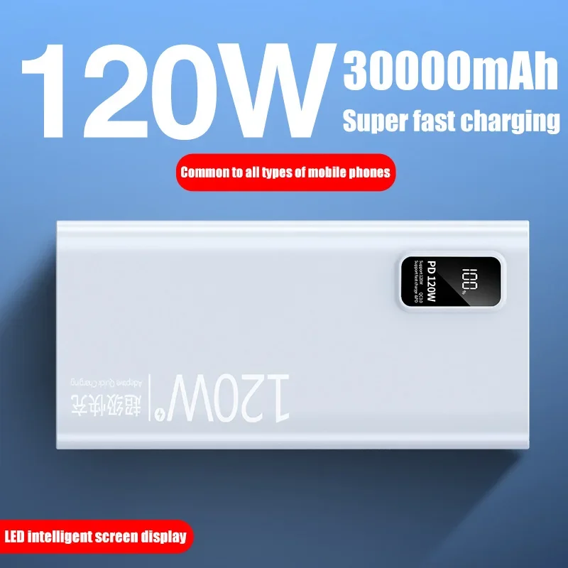 50000 mAh Power Bank 120W Super szybkie ładowanie 100% wystarczająca pojemność Przenośna ładowarka do iPhone\'a Xiaomi Huawei