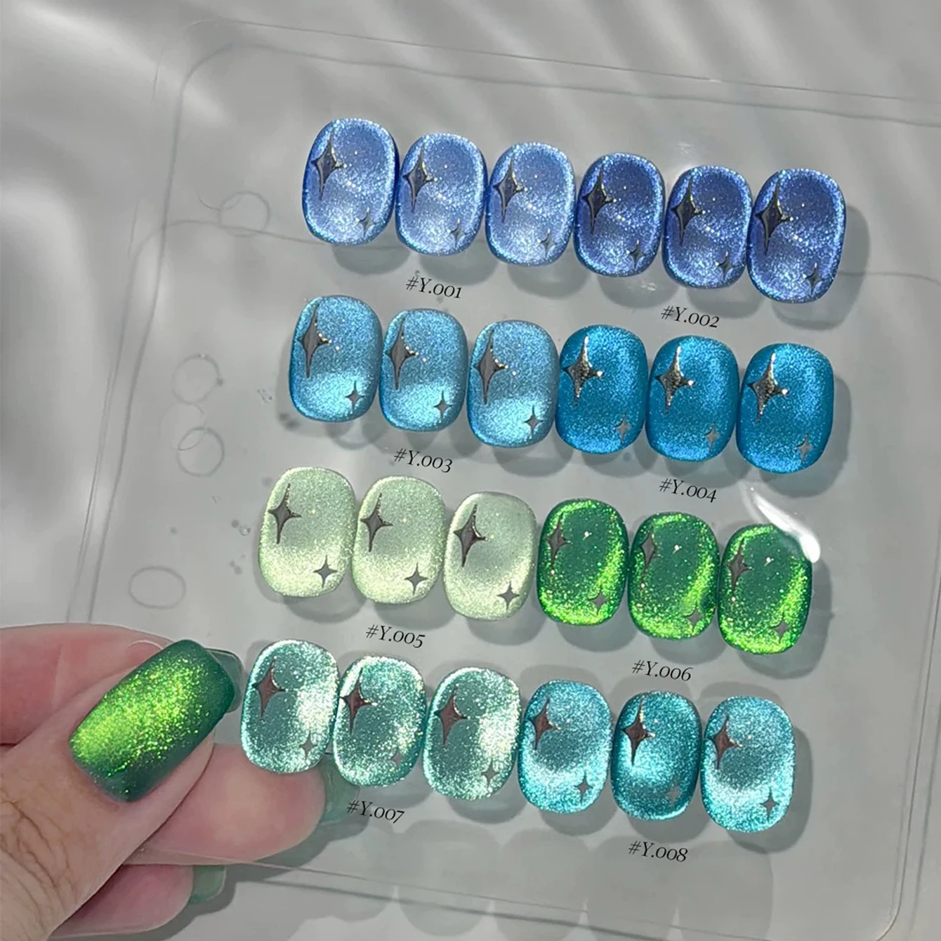 MIANEL 10ML 2026 New Satin Blue Glacier BubbleCrystal Cat Eye Gel Nail Polish For Nail Salons Blue Nails 1-8PCS