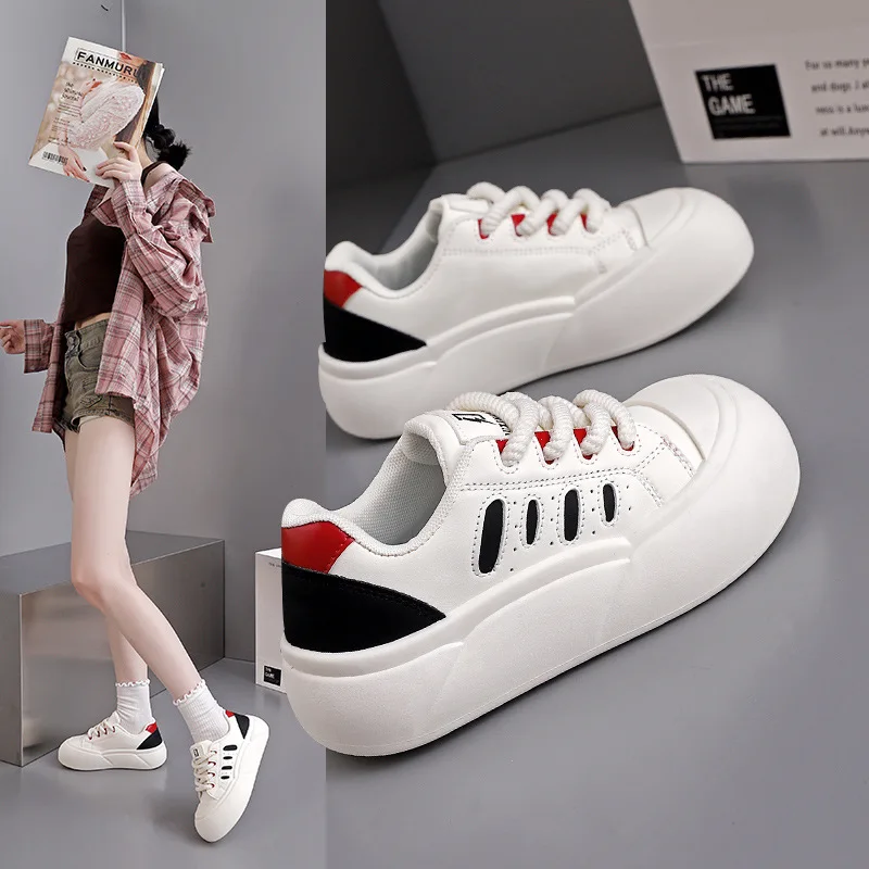 

Women Vulcanized Shoes Autumn Korean Version Female Student Thick Sole Anti Slip Waterproof Running Sports Board Casual Shoes