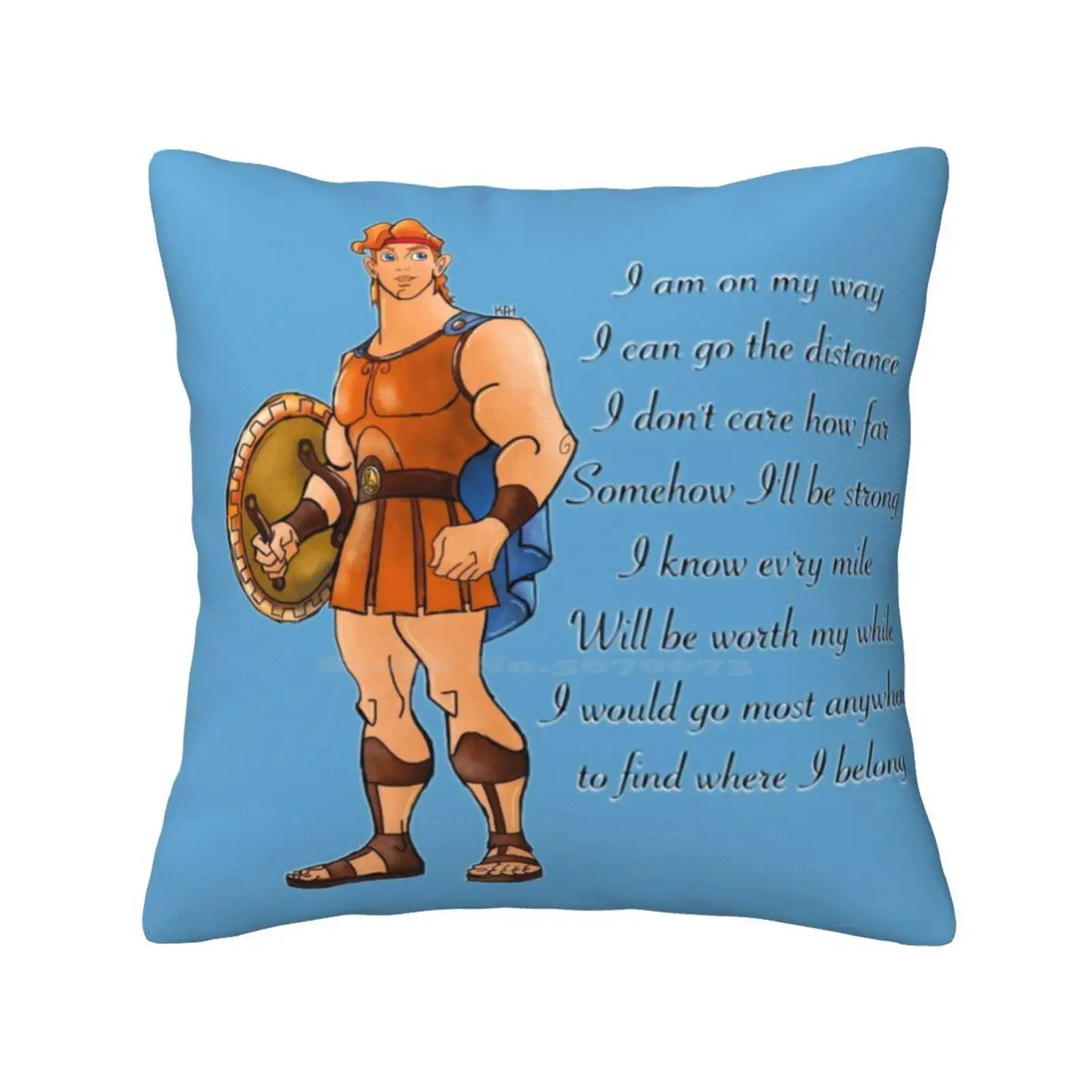 

Hercules Throw Cushion Pillow Cover Man Cute Movie Go The Distance Classic Muscle Immortal Greek Mythology Musical Show Good