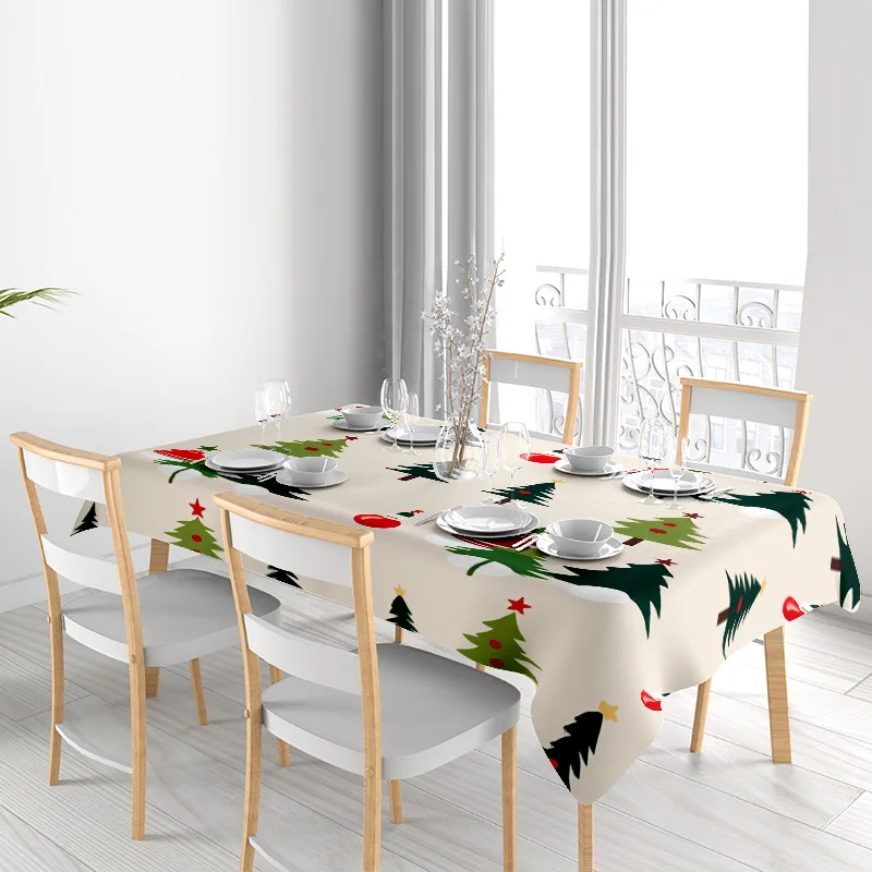 Modern Christmas Tree Print Round Tablecloth: Elegant Holiday Decor for Dining Room Festive Decorations 3D Printed Table