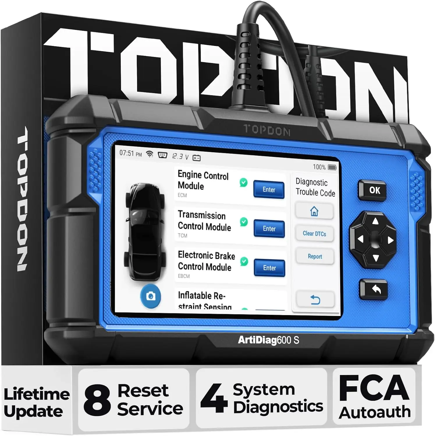 

OBD2 Scanner TOPDON AD600S Scan Tool, Code Reader, Diagnostics Scanner for ABS/SRS/at/Engine, 8 Reset Services