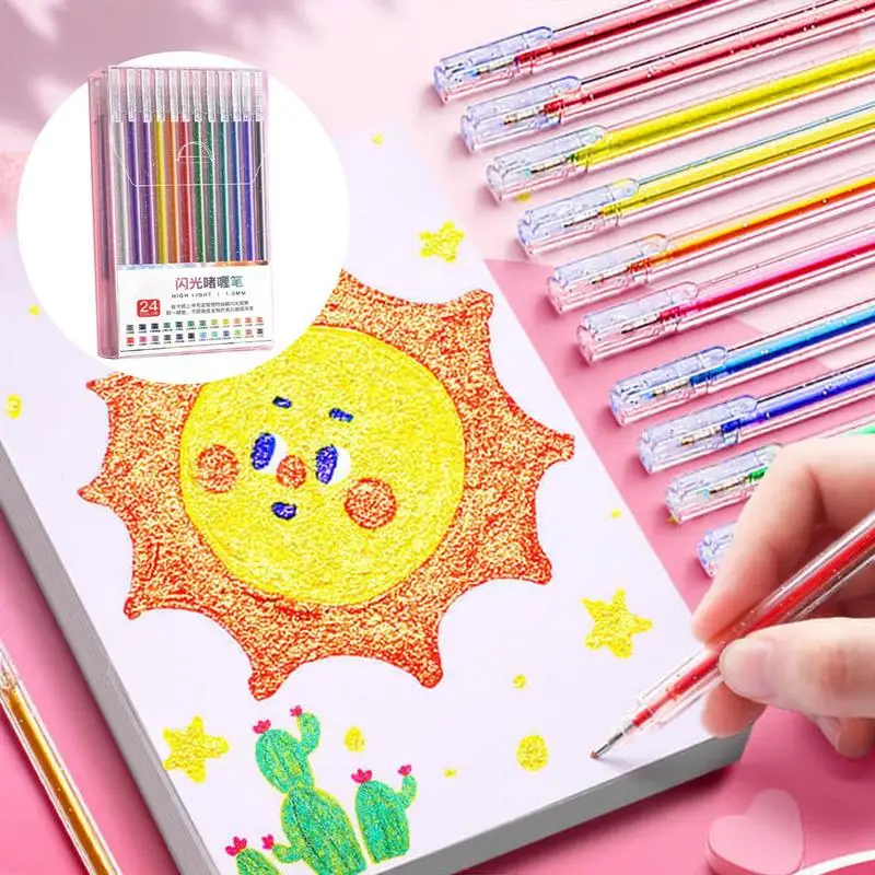 Glitter Gel Pens Colored Gel Pens for Coloring Books Drawing Coloured Writing Pens Set for Kids Adults Coloring Books Cards