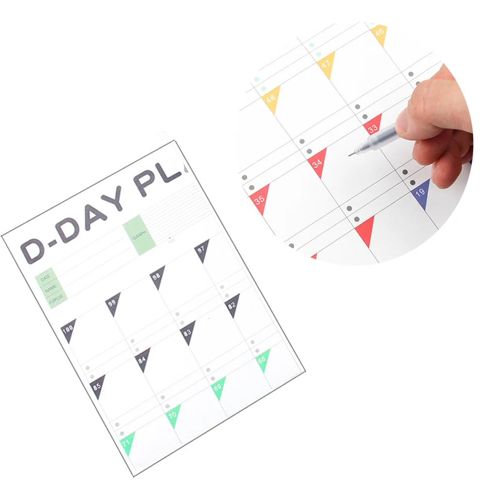 100 Day Countdown Calendar Periodic Planner Table for Learning Schedule Study Planning Safe Lightweight Design Healing