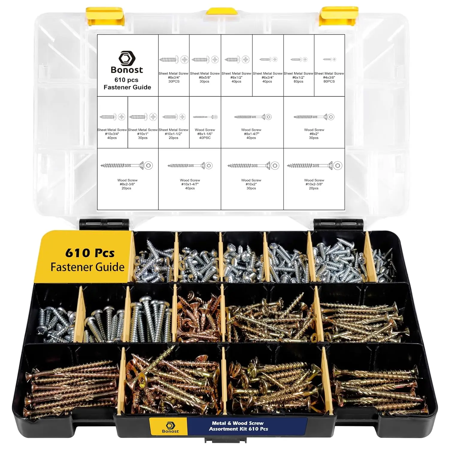 2240 Pieces Hardware Assortment Kit - Metric & SAE Machine Screw Assortment Kit with Assorted Nuts, Bolts, and Washers (3 Trays)