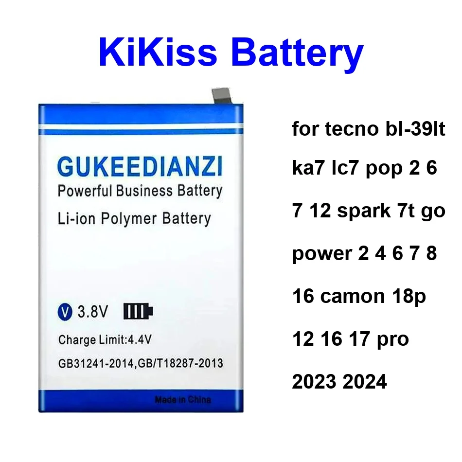 

Battery BL-49JT BL-34BT For Tecno BL-39LT KA7 LC7 Pop 2 6 7 12 Spark 7T GO Power 4 8 16 Camon 18P 17 Pro 2023 2024
