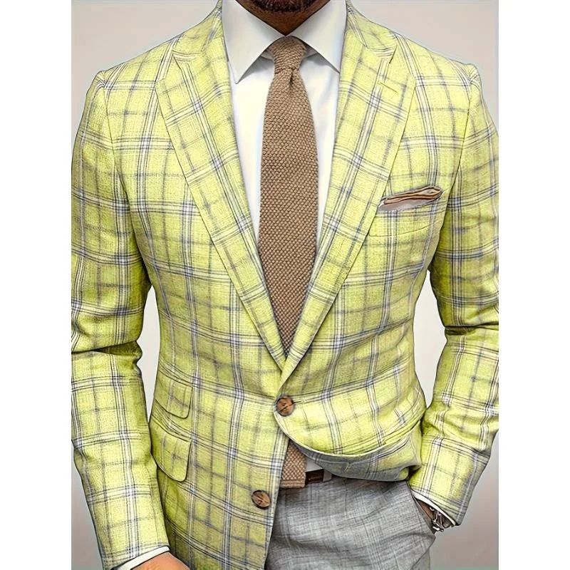 

Men's Striped Suit Jacket Slim Fit Business Warm Double Slit Back for Elderly Women Other Fabrics Other Styles Spring Business