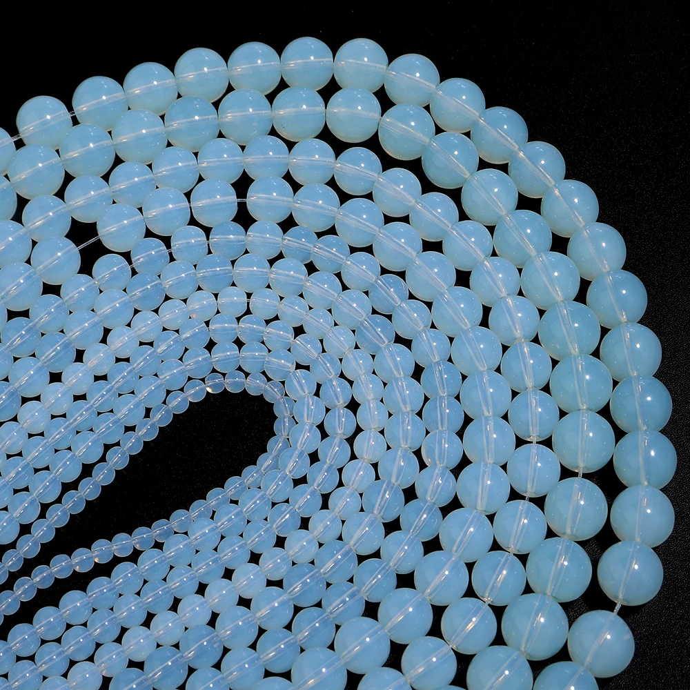 Natural White Opal Stone Beads 4 6 8 10 12mm Round Loose Gemstone Beads For Jewelry Making DIY Bracelets Necklace Accessories view 4