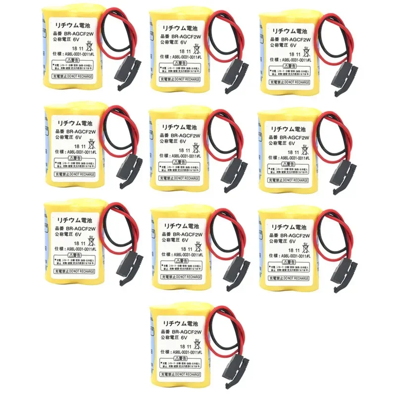 

10PCS/Lot Original 6V BR-AGCF2W PLC Industrial Battery Pack with Black Hook Plug for Panasonic Fanuc CNC Servo Motor Battery