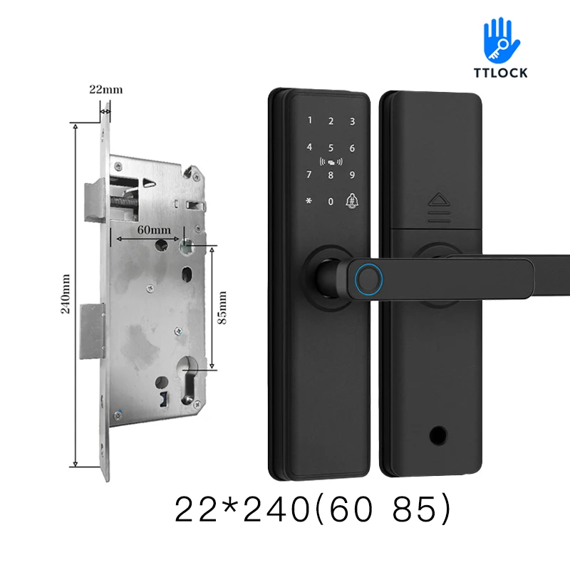 2026 Smart Door Lock With Bluetooth-compatible TTLock APP Digital Electronic Lock Smart Home Wooden Door Lock Fingerprint image 3