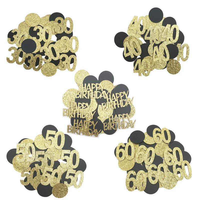 30. 40. 50. 60. Jahre altes Glitzerpapier-Konfetti Alles Gute zum Geburtstag Erwachsene Party Jubiläum Tischstreuer Dekorationszubehör