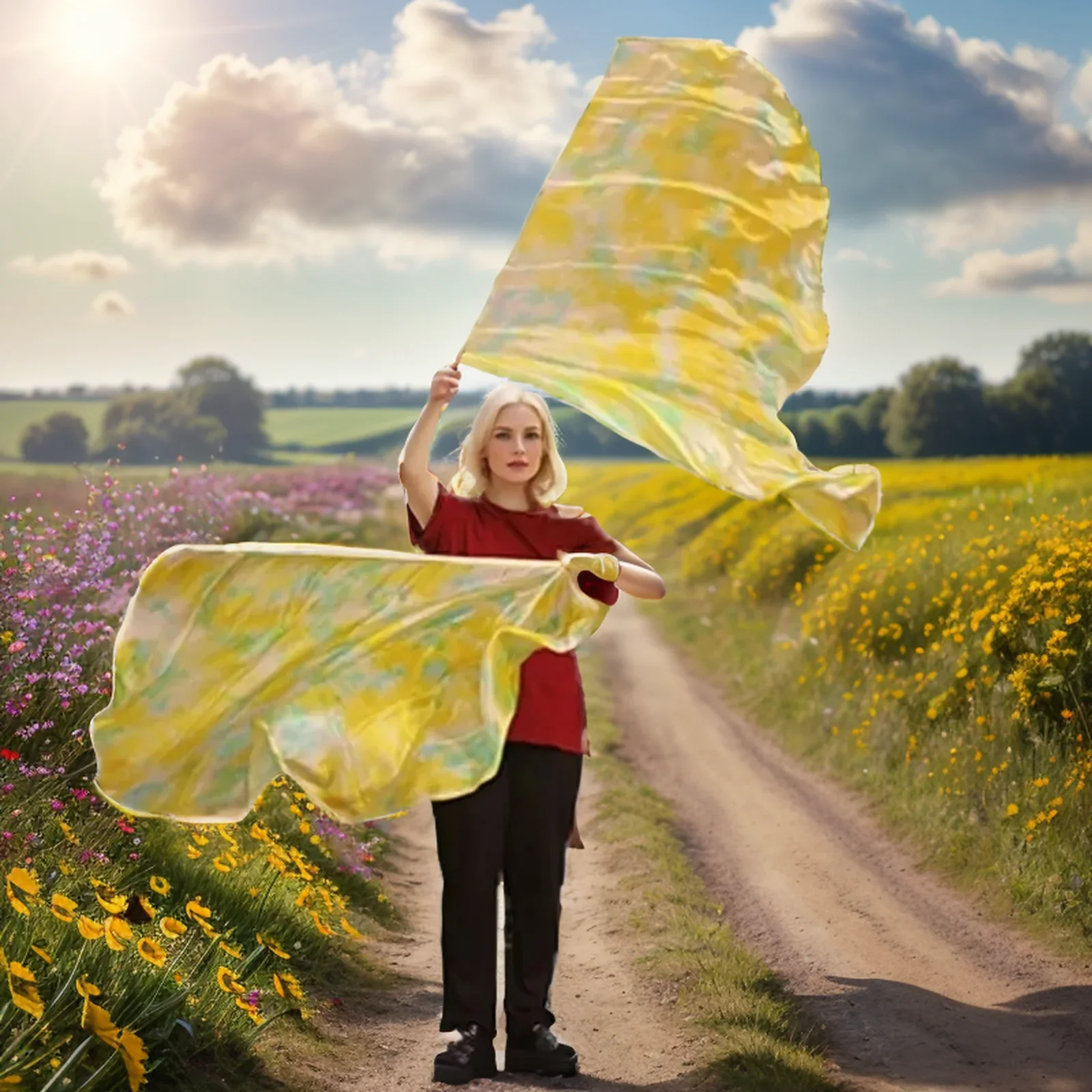 100% seda dança oriental véus de seda asas isis com vara palco desempenho adereços tie dye meio círculo meia redonda bandeira 140and90cm