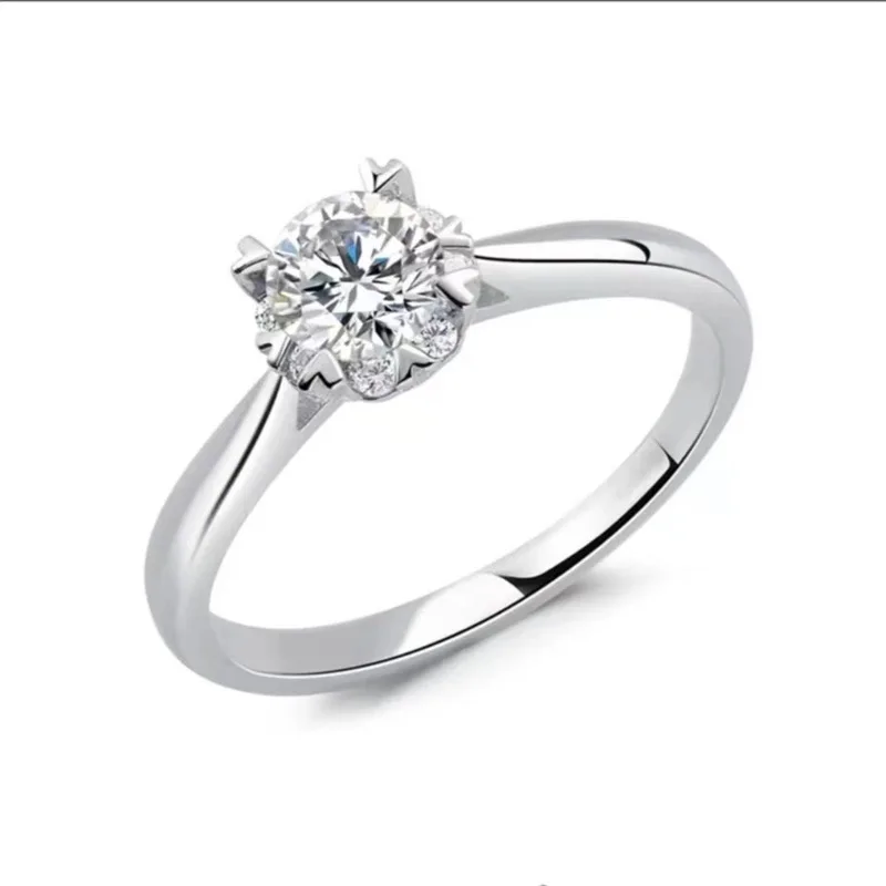 Socialite Women's 1 Carat Moissanite Ring PT950 Platinum Eight Surround One Heart Design High Glamour Party Dressing Jewelry