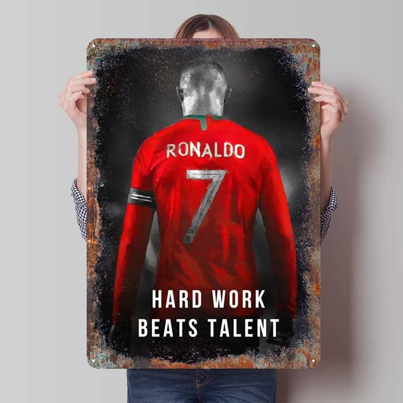 Cristiano Ronaldo Tinplate Sign Sports Poster Retro Customizable Metal Signs for Wall Art Decoration Room Decorations New Decor