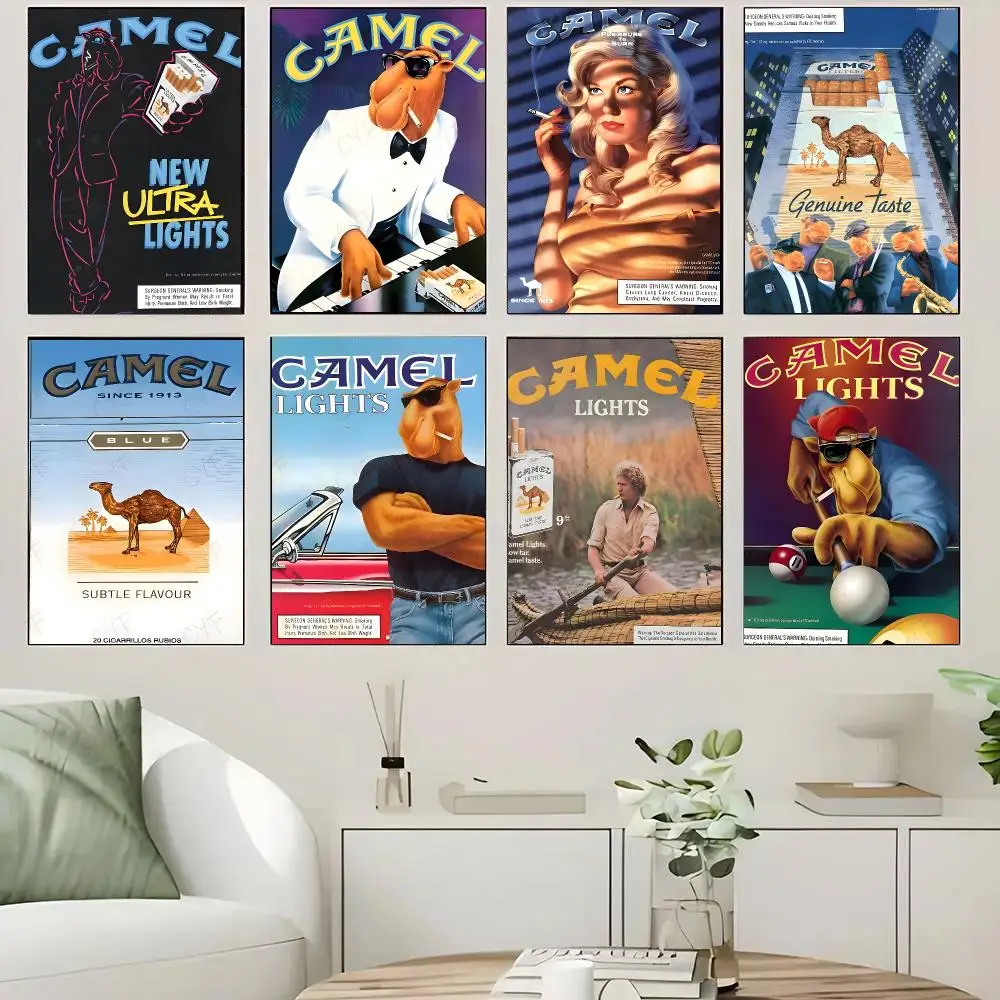 Smoking Cigarettes Animal C-Camel Poster Self-adhesive Advanced Aesthetic Printing Paper Wall Art for Living Room Home Decor