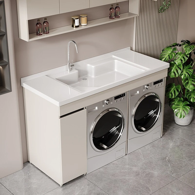 Laundry cabinet Double position and discharge washing and drying integrated cabinet Laundry pool Washing machine cabinet Balcony