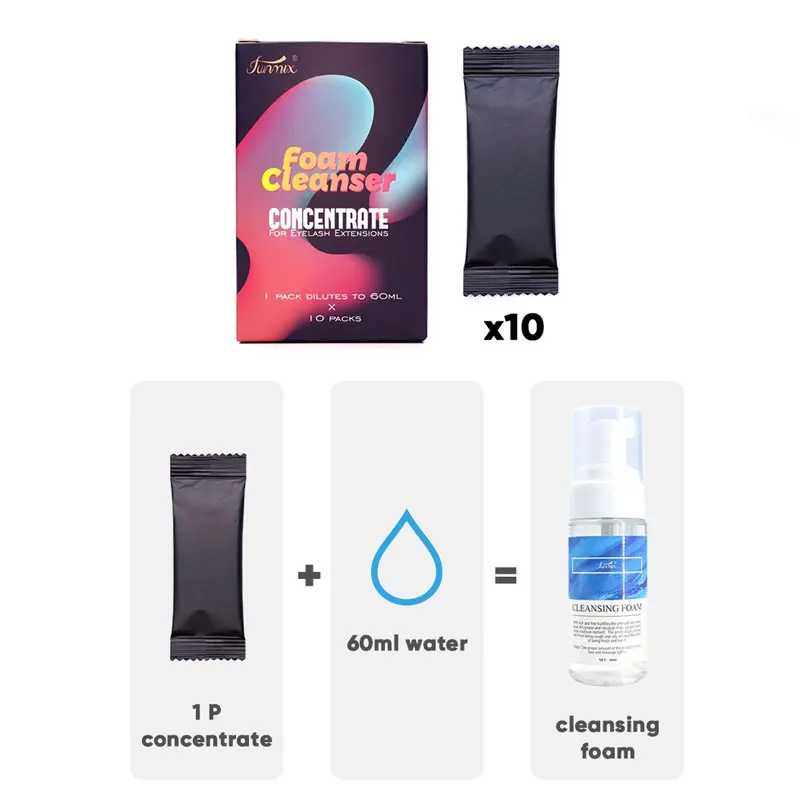 Shampoing concentré pour cils en mousse, nettoyage doux, nettoyant dédié aux cils greffés, fournitures d'extension de cils