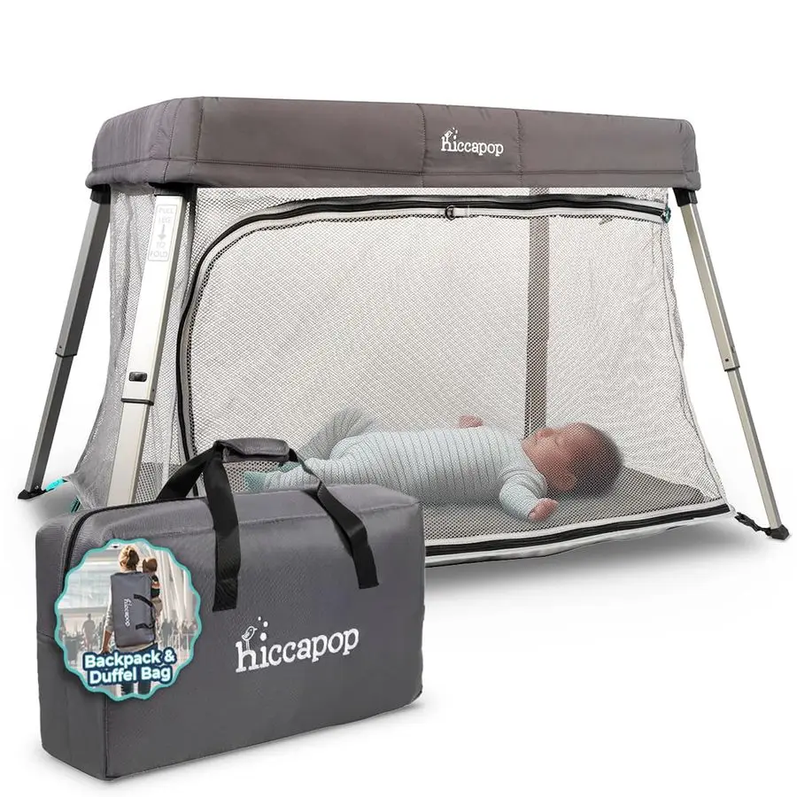 

Портативная детская кроватка TravelPod, легкая складная дорожная кроватка для малышей и малышей с дверью на молнии, водонепроницаемая основа am