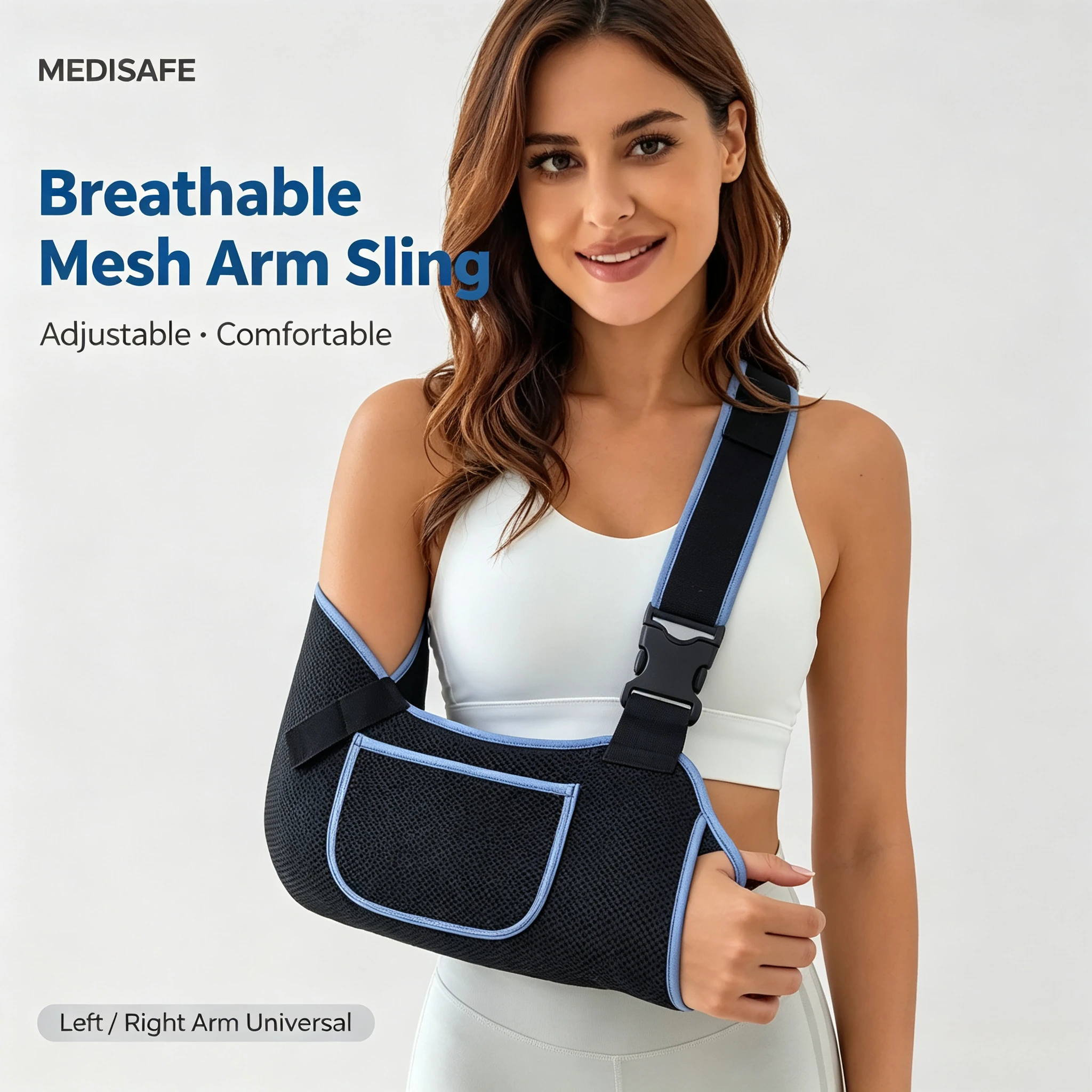 Arm Sling Breathable Mesh Adult Forearm Fracture Shoulder Dislocation Stabilizer Support Recovery Adjustable Comfort Reliable