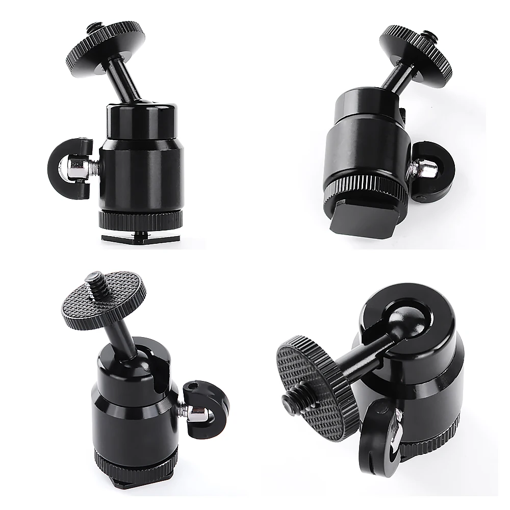 Adaptador de zapata para Flash 1/4, soporte de cabeza de bola con bloqueo + Clip de teléfono, montaje para teléfono móvil Nikon DSLR SLR