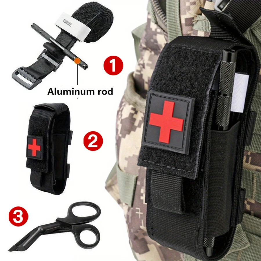 1/3-teiliges Erste-Hilfe-Set, Tourniquet mit Aluminiumstange, Überlebenswerkzeug, Outdoor-Abenteuerausrüstung