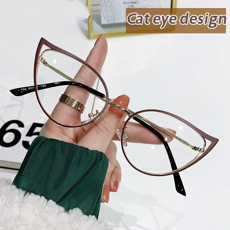 

Cat Eye Anti Blue Light Glasses Luxury Design Oversized Metal Frame Eyeglasses Women Men Computer Optical Spectacle Glasses