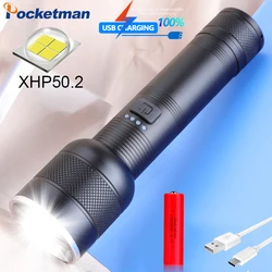 Super Bright XHP50 LED Flashlight 18650/26650 Rechargeable Flashlights Waterproof Torch Tactical Flashlight for Camping Hiking