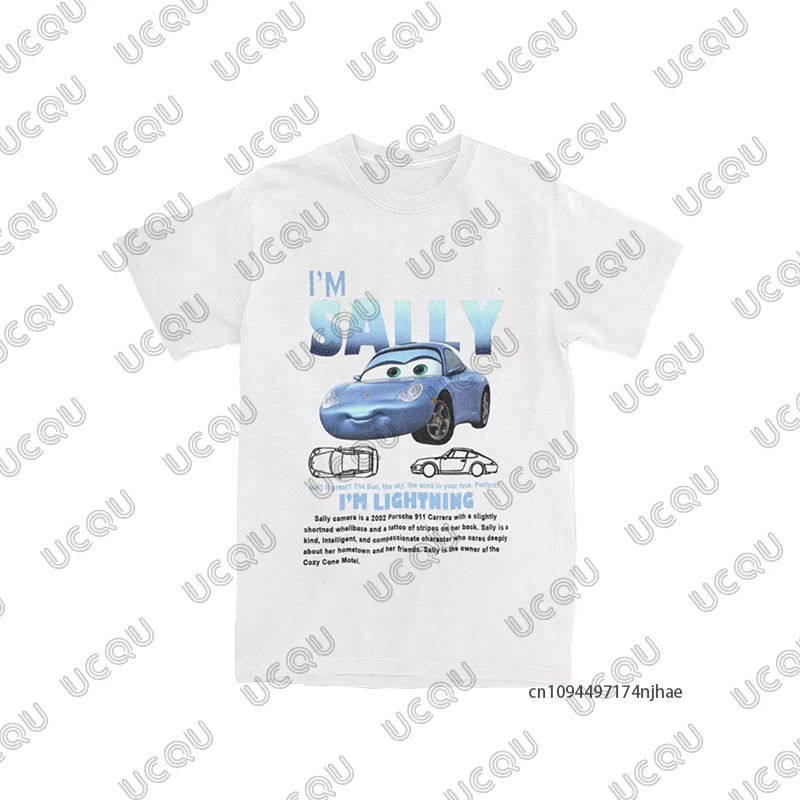 2026 여름 여성 세트 라이트닝 맥퀸 & 샐리 자동차 프린트 티셔츠 + 반바지 세트 캐주얼 커플 슈트 스포츠 2피스 의상