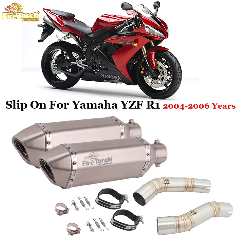 

Slip On For Yamaha YZF R1 MT-10 R1M MT10 2004 - 2006 Motorcycle Exhaust System Modify Double Muffler Middle Link Pipe DB Killer