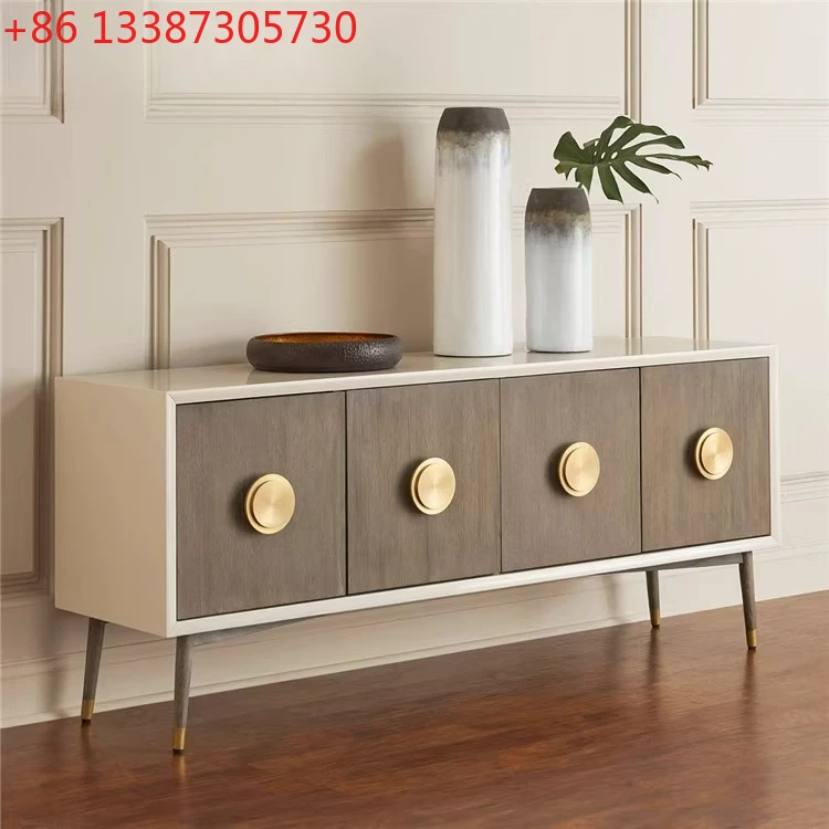 

Светлый роскошный высокий ТВ-шкаф для гостиной, постмодернистская простая высокая корпусная мебель из массива дерева