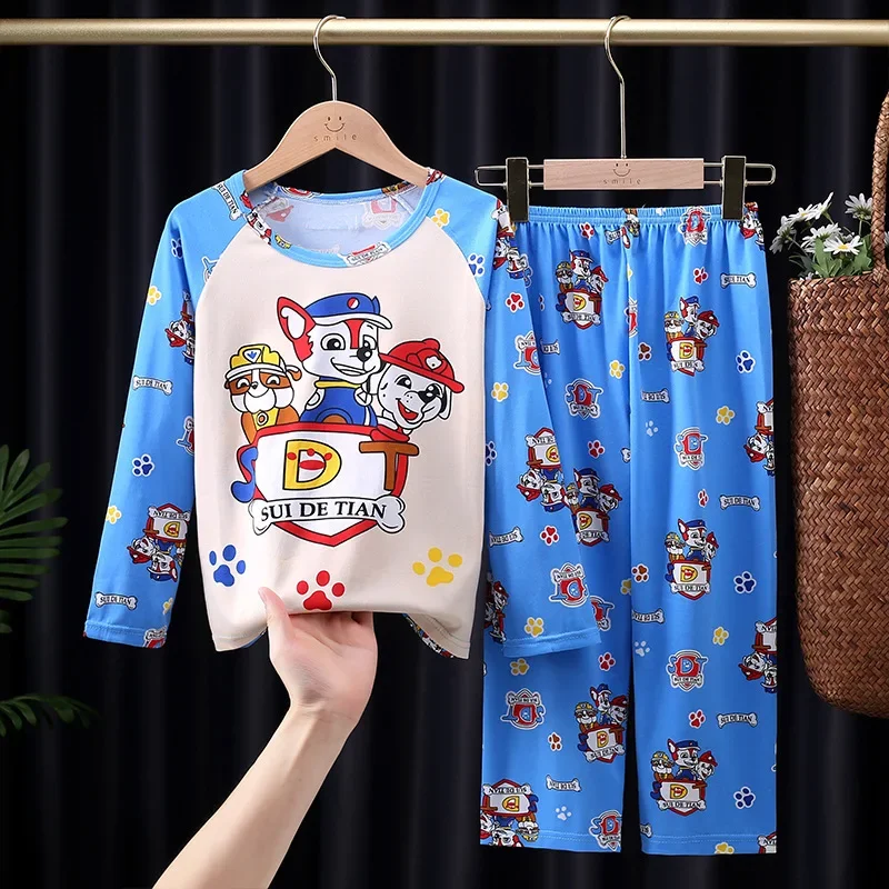 Paw Patrol Kids Long Sleep Pajama Set Cartoon Mashable Chase Rubble Sleepwear Boy Girl Clothes Christmas Gifts