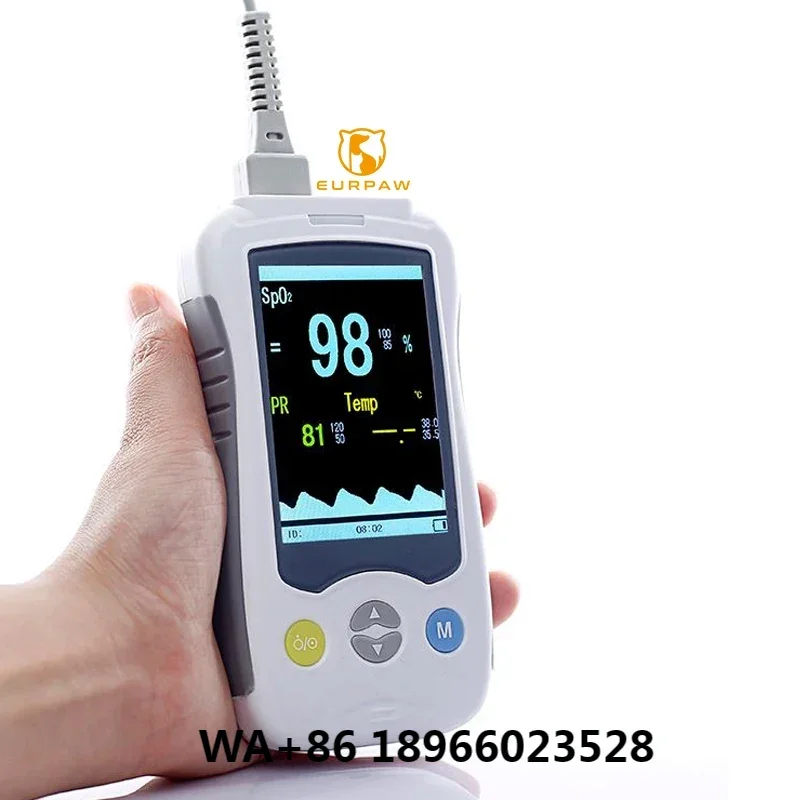 EURPET Portable Animal Pulse Oximeter 2.4 Inch LCD Screen Multi-parameter Monitor Hospital Veterinary Monitor