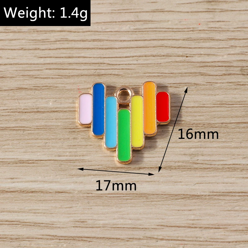 10 Stück Niedliche Bunte Emaille-Regenbogen-Herz-Mond-Anhänger für Schmuckherstellung, Halsketten, Ohrringe, Armbänder, DIY-Bastelzubehör – Detail 30