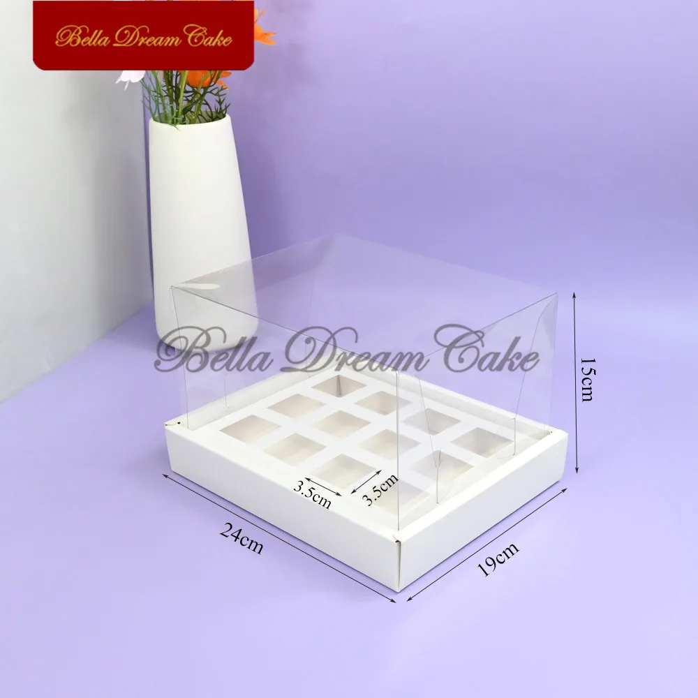 12/24 Holes Mini Dessert Shooter Boxes With Clear Lid DIY Mousse Cup Cake Packing Box Wedding Party Baking Supplies Cake Tools