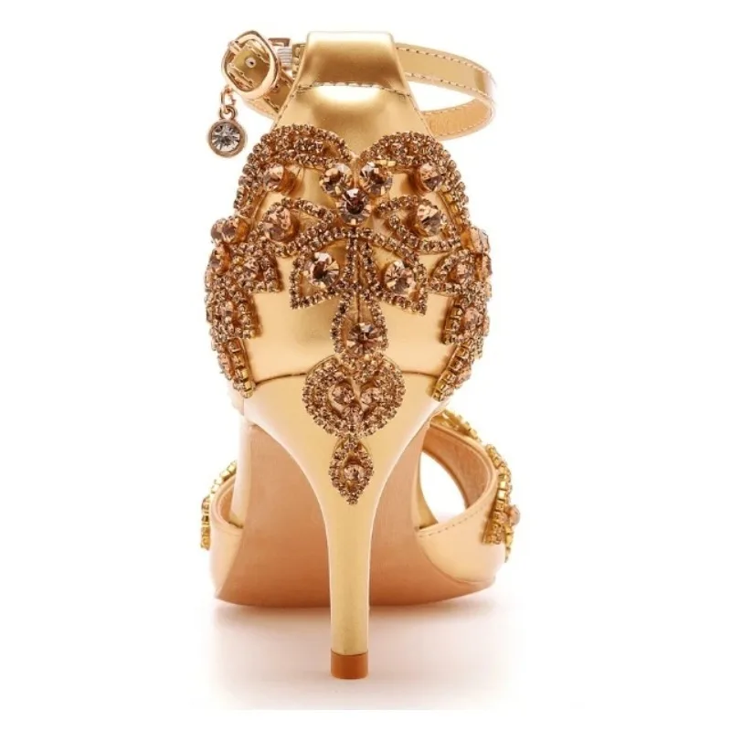 Fashion Designer Women's Shoes Luxury Rhinestone Peep Toe High Heeled Sandals for Woman Exquisite Wedding Shoes Sandalias Mujer view 2