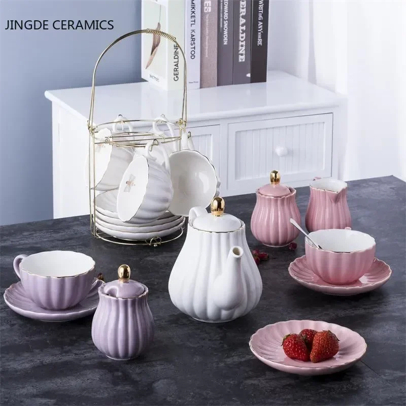 1pc Direct Selling New Classic Golden Bee Striped Afternoon Tea Coffee Milk Juice Drink Jug Light Luxury Glaze Plus Gold Ceramic