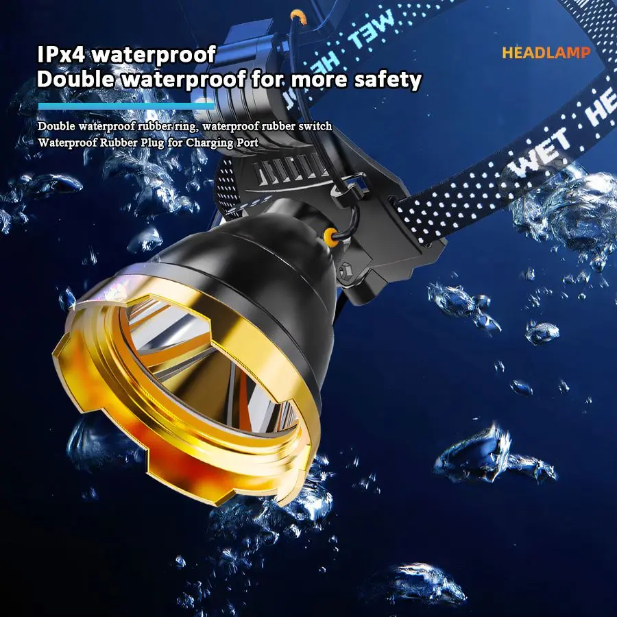 Smart IR Motion Sensor LED Headlamp Super Bright USB Rechargeable Headlight Waterproof Head Lamp with Built-in Battery