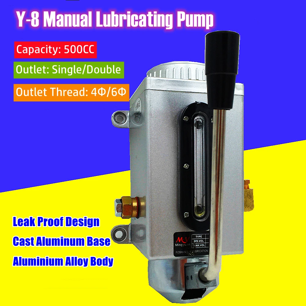 Y-8 pompa per olio lubrificante manuale in lega di alluminio Y8 CNC 500CC singola doppia 4mm 6mm uscita di scarico pompa a mano lubrificante