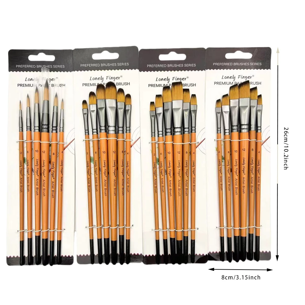 6pcs Artist Paint Brush Set Professional Anti-Shedding Tips Paintbrushes For Acrylic Oil Watercolor Acrylic Painting For Body