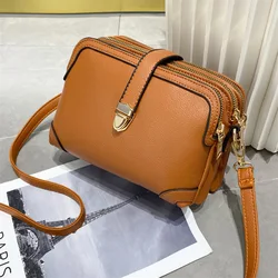 Luxury Designer Solid Color Women's Small Handbag Fashion Shoulder Crossbody Bag Ladies pu Leather 3 Layer Shell Satchel Bags