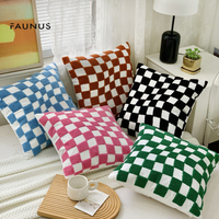 45x45CM Chessboard Wave Dot Throw Pillow Cover Embroidered Bow Tie Stamping Waist Cushion Cover Decor Home Decorative Pillowcase