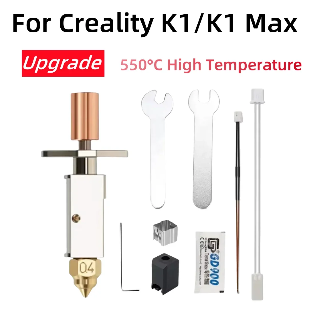 

Для Creality K1/K1 Max 550 ° C Обновленный высокотемпературный керамический нагревательный блок Hotend для деталей 3D-принтера Creality K1/K1 Max