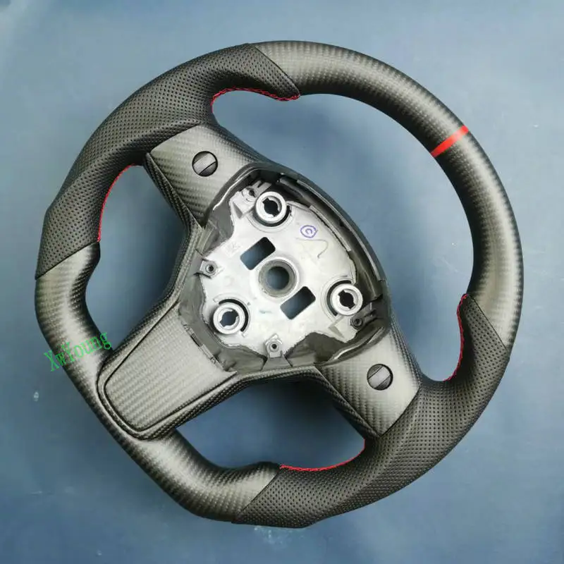 Customize 100% Real Carbon Fiber Leather Steering Wheel For Tesla Model 3 Model Y