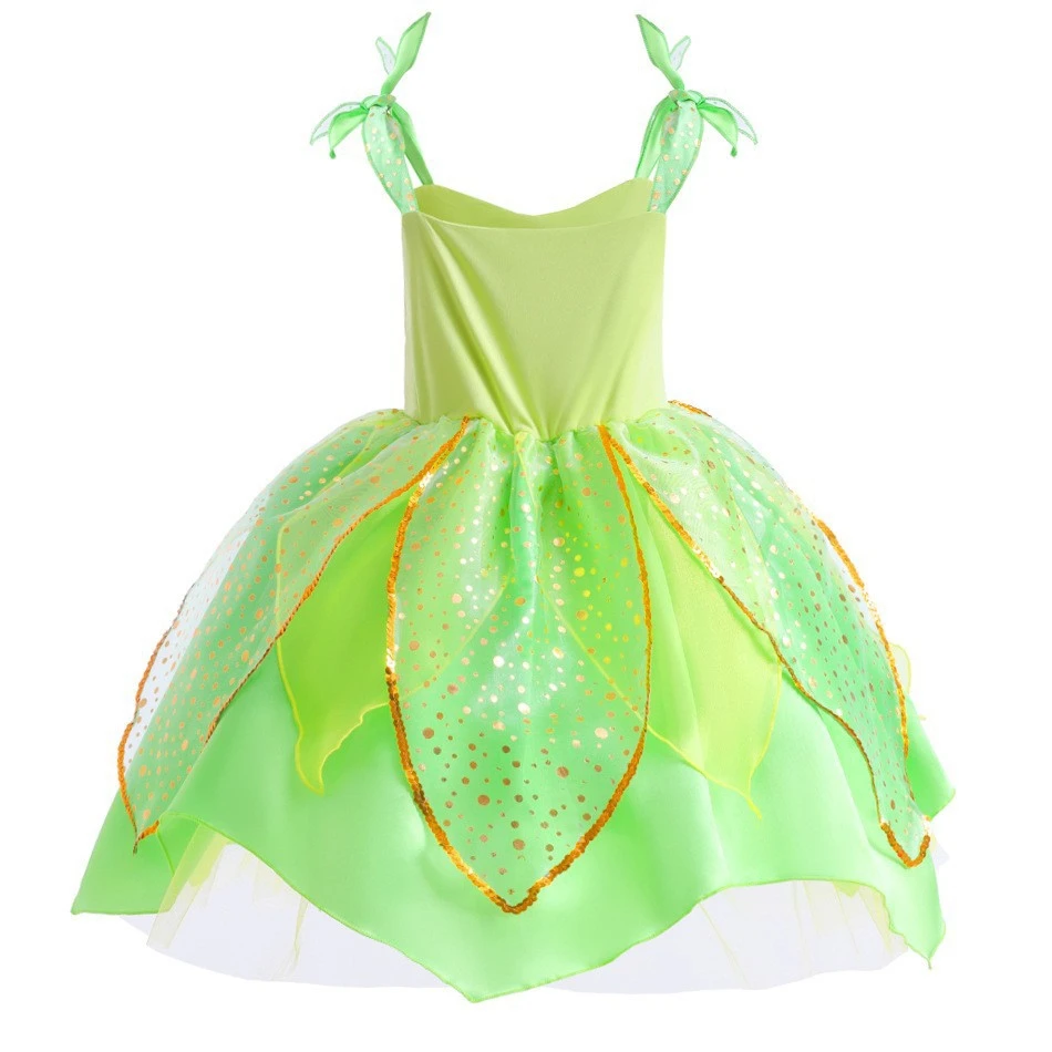 TinkerBell Feenkostüm für Mädchen Blumenkleid Geburtstagsparty Karneval Weihnachtsoutfit Kleinkinder Kinder Festliches Kleid 3 4 5 6 7 8 – Detail 5