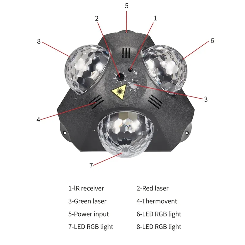 ABKP-Party Light DJ Three-Head Disco Ball With RGB Laser And Pattern Projection For Bar Wedding